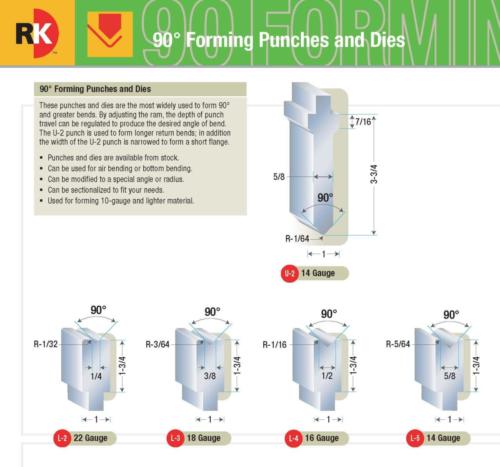 RK-Press Brake - 90 deg die - punches